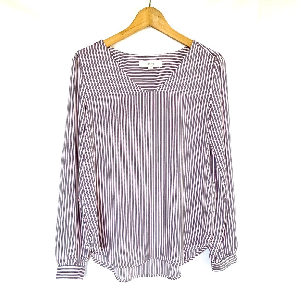 Ann Taylor loft blouse patriotic stripes July fourth dressy blouse sz s